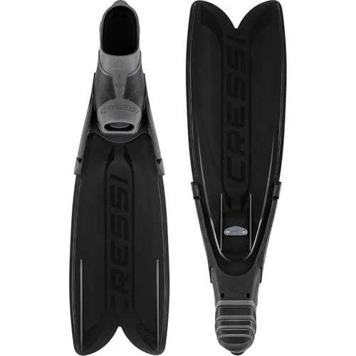 CRESSI BH195042 GARA Turbo Flex Diving Fin Full Foot Short Blade Short Rib, Ultra Lightweight, 42/43 (29° C) Tilt, Black, 10.2 - 10.6 inches (26 - 27 cm)