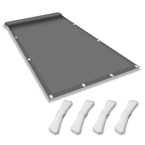 Toldo rectangular con protección UV contra el viento y malla de sombra gris 2
