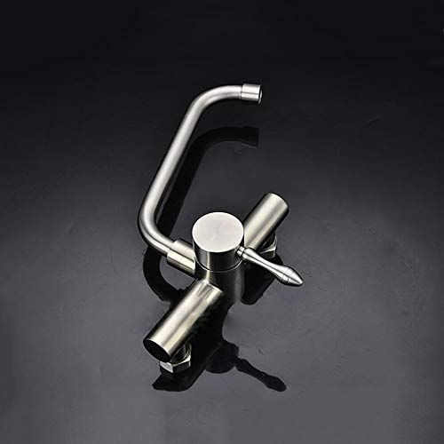 Robinet de cuisine rotatif double trous mitigeur évier inox - 7