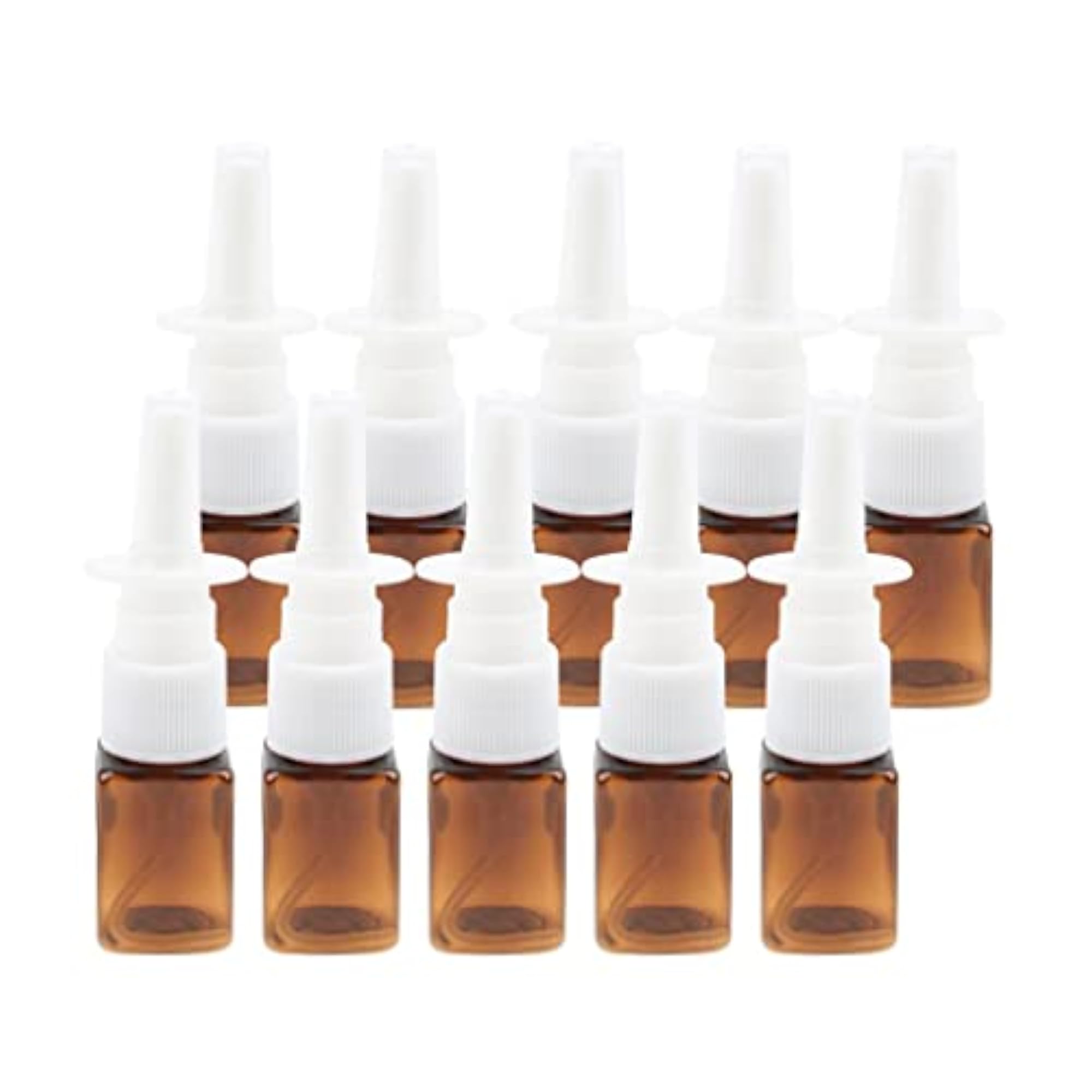 10pcs PVC Empty Refillable Nasal Spray Bottles, Amber