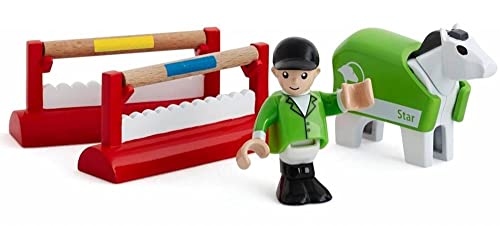 BRIO World 33795 coffret saut d'obstacles équestre en bois pour circuit de train