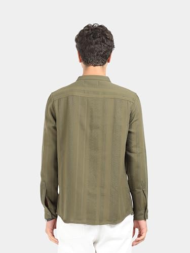 Image of StitchX Men's Full Sleeve Mandarin Collar Jacquard Shirt