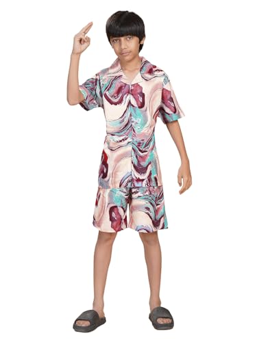 Image of Ninos Dreams Boys Cotton Rayon Halfsleeves Coord Set with Shirt & Shorts /Boys Vacation wear /boys co ord set /Boys Tropical print Shirt & Shorts set /Boys Clothing Set