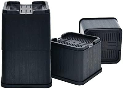 aspeike 4" Bed Risers - Heavy Duty, Oversized Furniture & Sofa Risers, Bed Lift Elevators - Square, Large Couch Table Bed Raising Blocks - Stackable up to 8" - Lifts 4,400 lbs