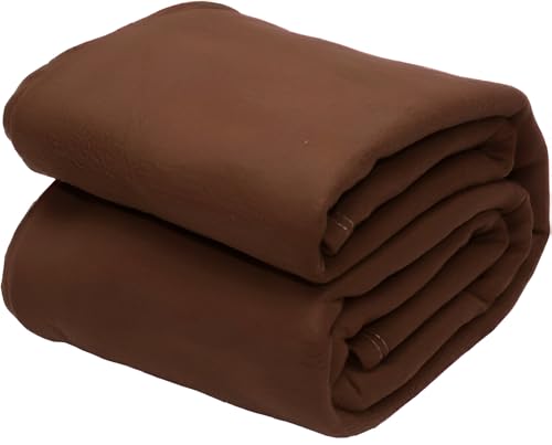 Image of 300 TC All Season Solid /Plain Lightweight Polar Fleece Single Bed Blanket (152 x 230 cm) Brown Blanket SingleIV10