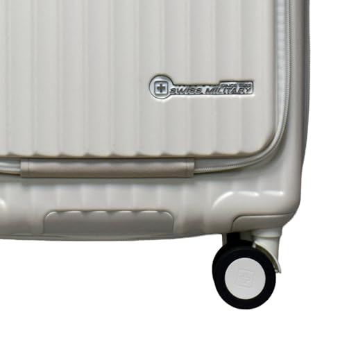 Image of SWISS MILITARY Polycarbonate Summit Set of 3 (Cabin + Medium + Large) Trolley Luggage, Hard Case 360 Rotatable 8 Wheels, Anti Theft Zip & 15.6 inch Laptop Suitcase with Cover Free White 60cm 70cm 80cm
