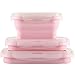 Produktbild NNshoes Zusammenklappbare Lebensmittel-Lagerbehälter Silikon 3erPack Wiederverwendbare BPAFaltschachtel Mittagessen gefrier,Rosa,Dreiteiliges Set