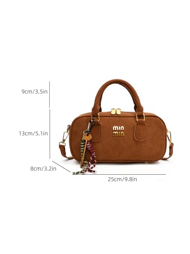 Women's Bucket Crossbody Bag, Brown PU Leather, Gold Hardware, Adjustable Strap, purses for women4
