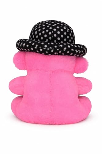 Image of Pink Teddy Bear with Heart & Polka Dot Hat - 20 cm Soft Plush Toy for Kids, Girls & Babies | Cute Stuffed Love Teddy Gift for Birthday, Valentine & Special Occasions