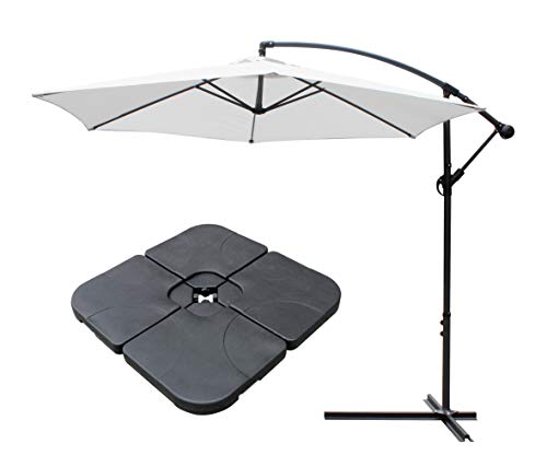 Image of All Seasons Gazebos Ross James premium garden parasol umbrella with crank handle including base weight (Grey)