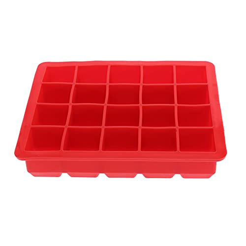 Bandeja de cubitos de hielo de silicona de 20 rejillas, molde para hacer hielo, contenedor para hacer cubitos de hielo, herramientas para hacer hielo en la cocina, molde para cubitos(rojo) Cover