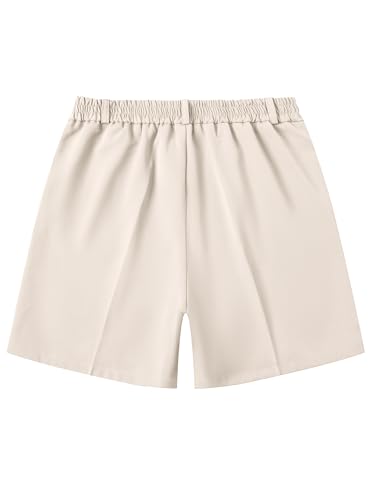 Betusline Women's Shorts Summer Casual Work Pleated Dress Shorts with Back Elastic Waist2