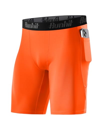 Runhit Men's Compression Shorts with Pockets – 9" Performance Athletic Shorts for Workouts Sports Running Spandex Underwear