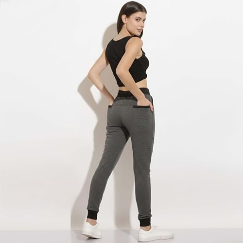 Image of Women's Slim Fit Printed Joggers | 100% Cotton French Terry | Mid-Rise Ankle Length | Yoga, Travel & Casual Wear