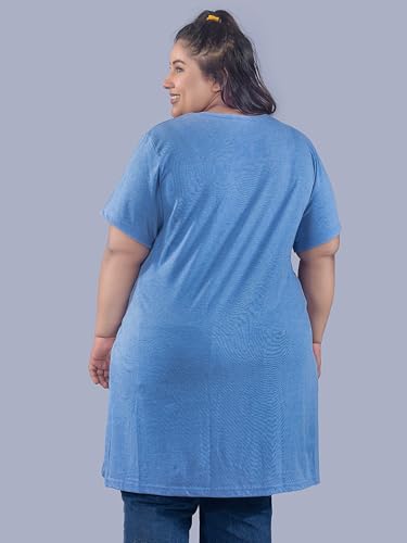 Image of CUPID Women Cotton Round Neck Half Sleeves T-Shirt,Night n Sleep Wear,Daily Use Gym /Lounge Wear Long Tops with Pocket