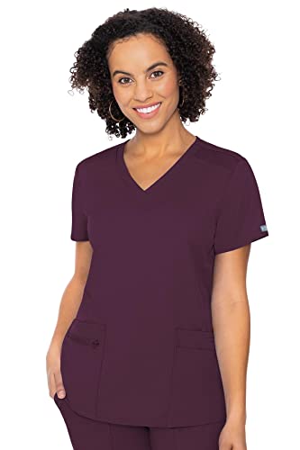 Med Couture Touch Women's V-Neck Knit Back Top, Wine, X-Small