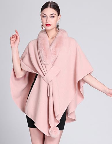 Women's Faux Fur Shawl Wrap Stole Knit Cardigan Cape Shawl Bridal Open Front Poncho Cloak Large Scarf Blanket Coat3