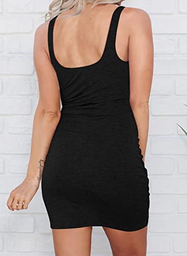 Acelitt Summer Dresses for Women 2025 Cut Out Twist Front Ruched Wrap Bodycon Sleeveless Party Club Mini Dress Beach Sundress2