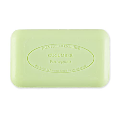 Image of Pre de Provence Artisanal Soap Bar, Natural French Skincare, Enriched with Organic Shea Butter, Quad Milled for Rich, Smooth & Moisturizing Lather, Cucumber, 5.3 Ounce