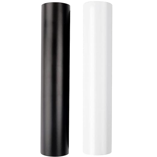 Black and White Permanent Adhesive Vinyl, 2 Rolls of 12in by 10ft with Clear Transfer Paper (Matte)-image-29