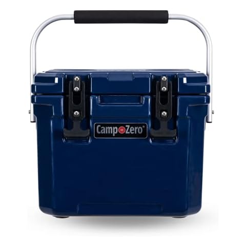 CAMP-ZERO 10L-10.6 Quart Portable Hard Cooler Ice Chest, Perfect for Drinks, Lunch, Beach, Picnics, Boating, Camping and Travel with 2 Molded-in Cup Holders and Folding Aluminum Handle Cover