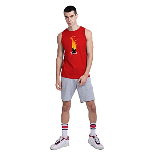 Image of Bewakoof Freedom Feather Round Neck Vest Bold Red