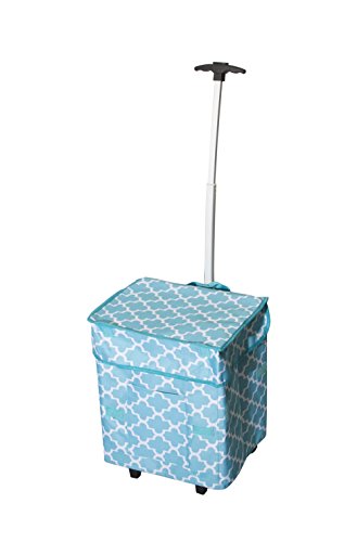 dbest products Smart Cart, Moroccan Tile Collapsible Rolling Utility Cart Basket Grocery Shopping Teacher Hobby Craft Art
