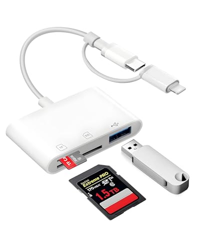PIYILO SD Card Reader for iPhone iPad Camera, USB C Memory Card Reader, Digital Camera Adapter iPhone, Supports SD and TF Card, No App Driver Required