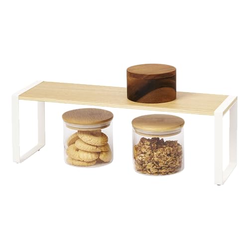 YAMAZAKI-Home-Kitchen-Rack-Counter-Storage-Shelf-Organizer-Steel-WoodWhite YAMAZAKI Home Kitchen Rack - Counter Storage Shelf Organizer Steel + WoodWhite - Image 1