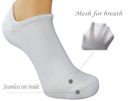 Yomandamor Men's 5 Pairs No Show Socks With Seamless Toe and Grip Heel4