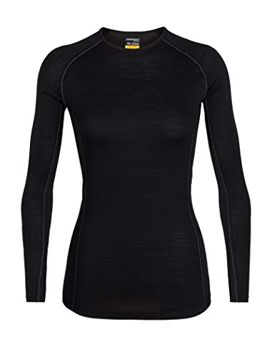 Icebreaker Merino Women's 150 Zone Long Sleeve Crew Neck Shirt, Black/Mineral, X-Large