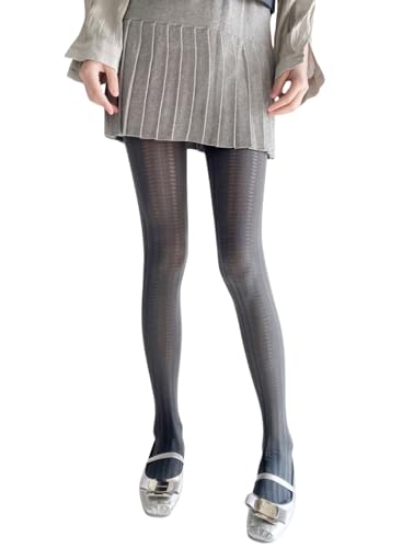 Image of Mrotrida Women's Heart Pattern Tights Elastic Jacquard Love Heart Pantyhose Stockings