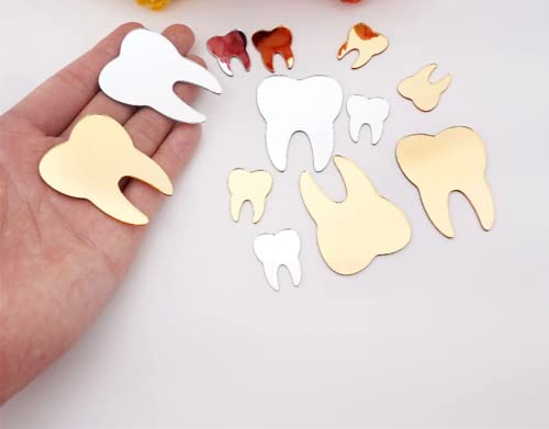 50pcs of DIY Teeth Shape Wall Mirror Sticker, Dental Care Mirrored Teeth Decals for Dentist Clinic Party Decoration (1'', Gold Mirror) by MEYA - Image 7