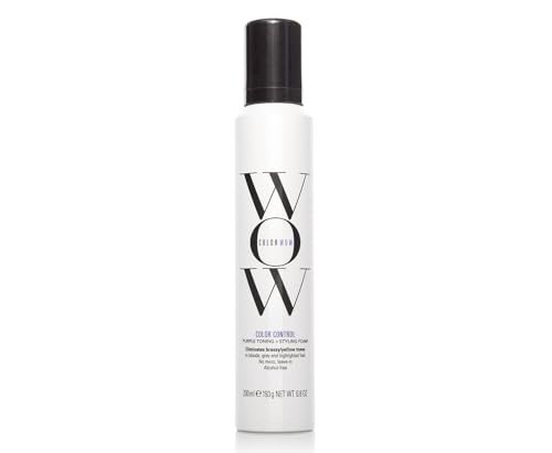 Color Wow Color Control Purple Toning & Styling Foam, Anti Gelbstich Mousse für ein Kühles Blond, No Yellow Haarpflege neutralisiert Gelb- und Messingtöne, 200ml