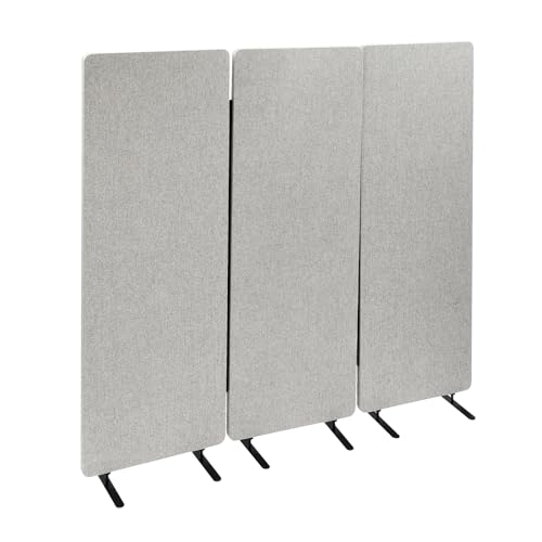 DeeDuud Raumtrenner 183 x 168 cm, Mobile Akustik Trennwand PET 3 Paneele Reißverschlussverbindung Raumteiler für Wohnzimmer Büro Restaurant (Hellgrau)