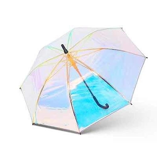 Prisma Collection PVC Holographic Fashion Rain Sunshade Long Handle Transparent Umbrella/Umbrella for Girls/Umbrella for Women/Latest Fashion Umbrella