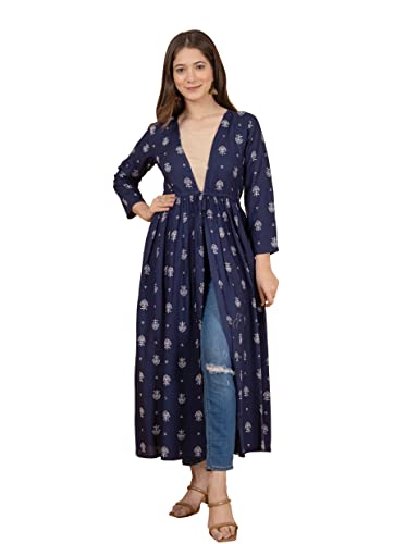 Image of Daevish Women's Tie Up Front Shrug Poncho Blue