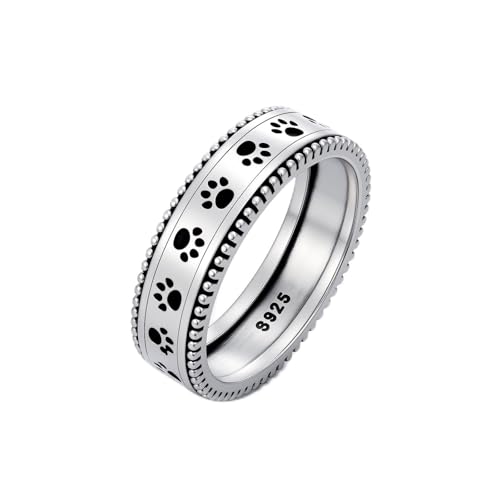 Anillo de plata 925 huella de pata REDSYUN antialérgico y duradero en talla 10