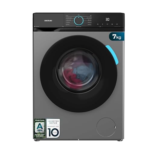 Cecotec Lavadora 7Kg Carga Frontal Bolero DressCode 7160 Inverter Steel A. 1200RPM, 11 Programas, Motor Inverter Plus, Steam Max, Drum Clean, Programa Rápido 15', Delay Start, KidLock, Acero