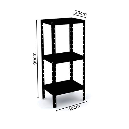 Estante de Aço Multiuso Canto 3 Prateleiras/Bandejas 90x40x30cm EDP03CT - Pandin Cor:Preto