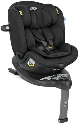 Graco Turn2Me™ Grow i-Size R129 drehbarer Kindersitz, 40-125 cm, Midnight | Reboarder mit ISOFIX, 5-Punkt-Gurt, bequeme Liegepositionen, mitwachsend, ab Geburt bis ca. 7 Jahre