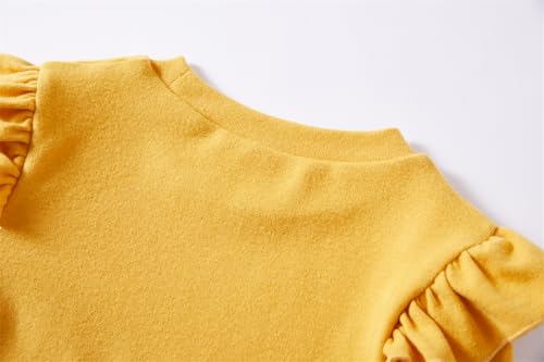 Niyage Girls Cotton Long Sleeve T-Shirt Toddler Comfort Soft Thick Basic Crewneck Tee Tops with Ruffles Trim4