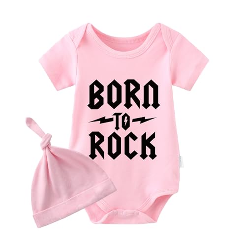 Culbutomind Body Pour Bébé Jumeaux Born To Rock Amusant Nouveau-né Vêtements Enfants Filles Cadeaux Jumeaux Manches Courtes Avec Chapeau, 0-3 mois