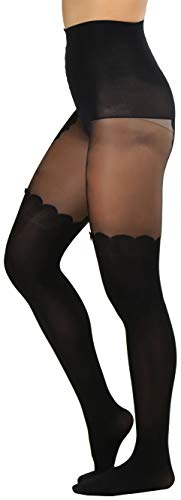 Image of ToBeInStyle Women's Faux Print Suspender Garter Sheers Pantyhose