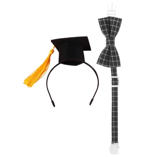 Disfraz de graduación para mascotas Luxshiny con gorro y corbata miniatura 1