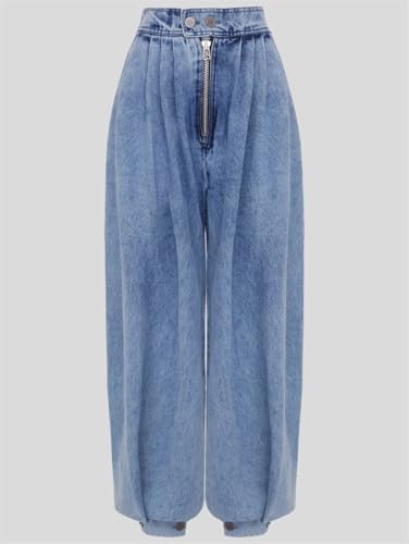 Women High Waist Zipper Denim Loose Harem Trousers Jeans Vintage Balloon Casual Denim Pants4