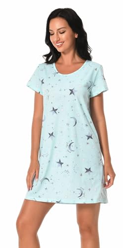 3 Pack Nightgowns for Women Soft Cotton Short Sleeve Night Shirts Womens Print Sleep Shirts Sleepwear2