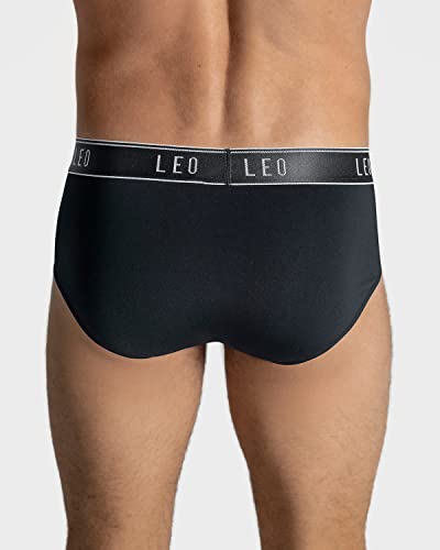 Leo Quick-Dry Microfiber Mens Briefs - Comfy Men's Underwear With Ergonomic Pouch Black #TOP2