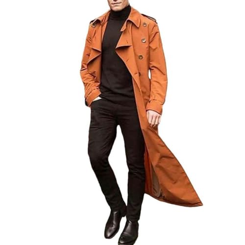 Manteau rétro pour homme en coupe longue et coloris uni style décontracté