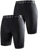 LAFROI Men's 2-Pack Quick Dry Cool Compression Fit Tights Shorts Waistband-YSK09 Black Size XL
